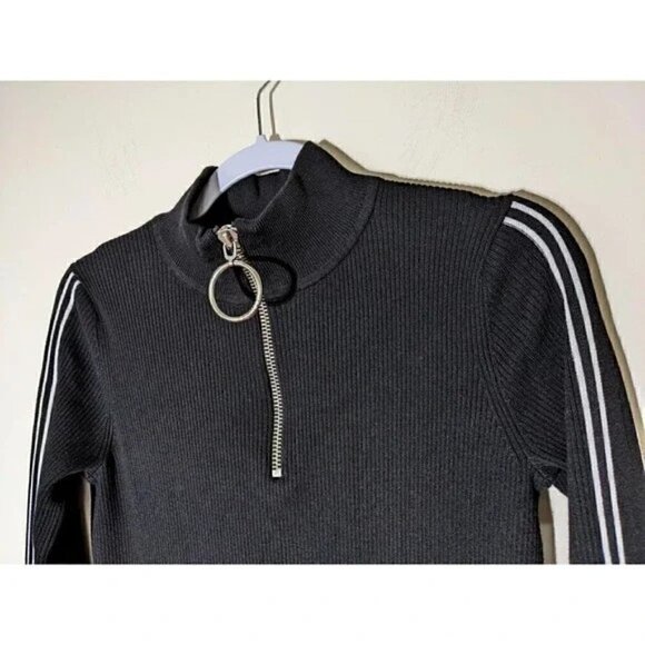 Pringle of Scotland Mock Turtleneck Black Ribbed Knit dress by H&M Size S - Picture 4 of 5